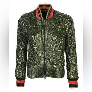 Ermanno Scervino Metallic Green Bomber  knit Jacket, S